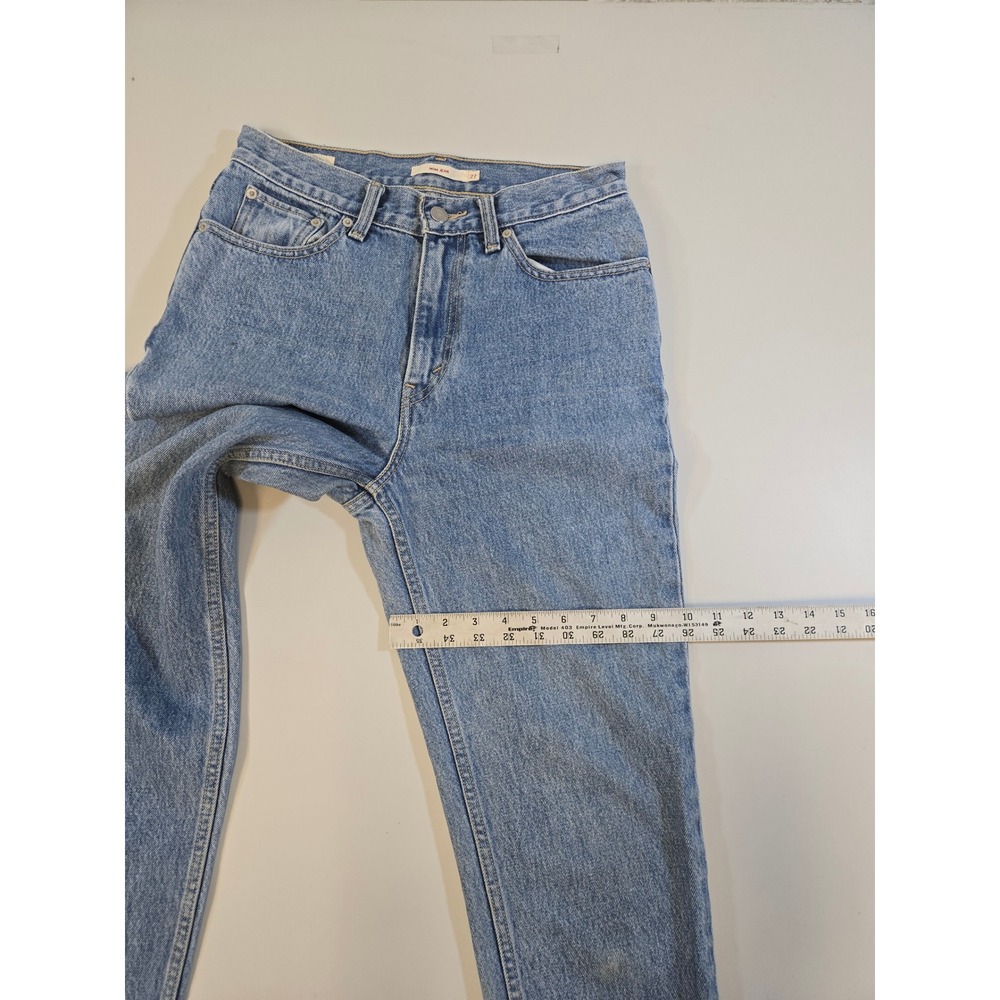 Levis Premium Mom Jeans 27 High Rise Tapered Light Wash Blue Denim Big E - Picture 8 of 11